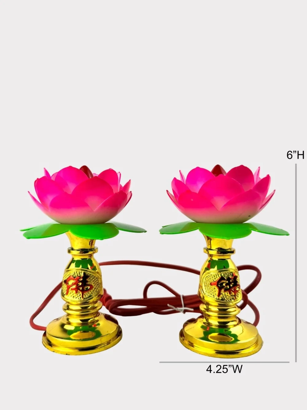 Lotus Lamp Set Bright Pink Glow Sacred Altar Blossom Meditation String Lights